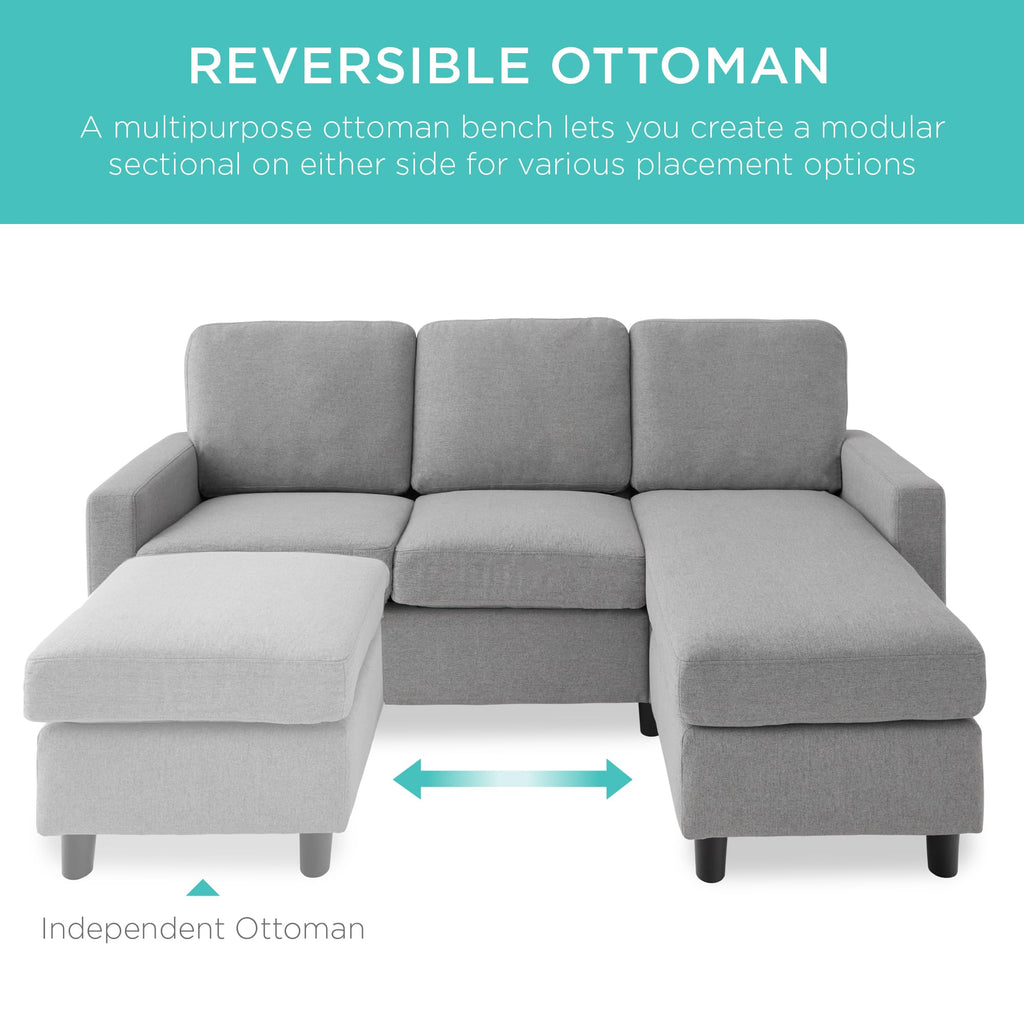 Light Gray Upholstered Sectional Sofa with Chaise E817