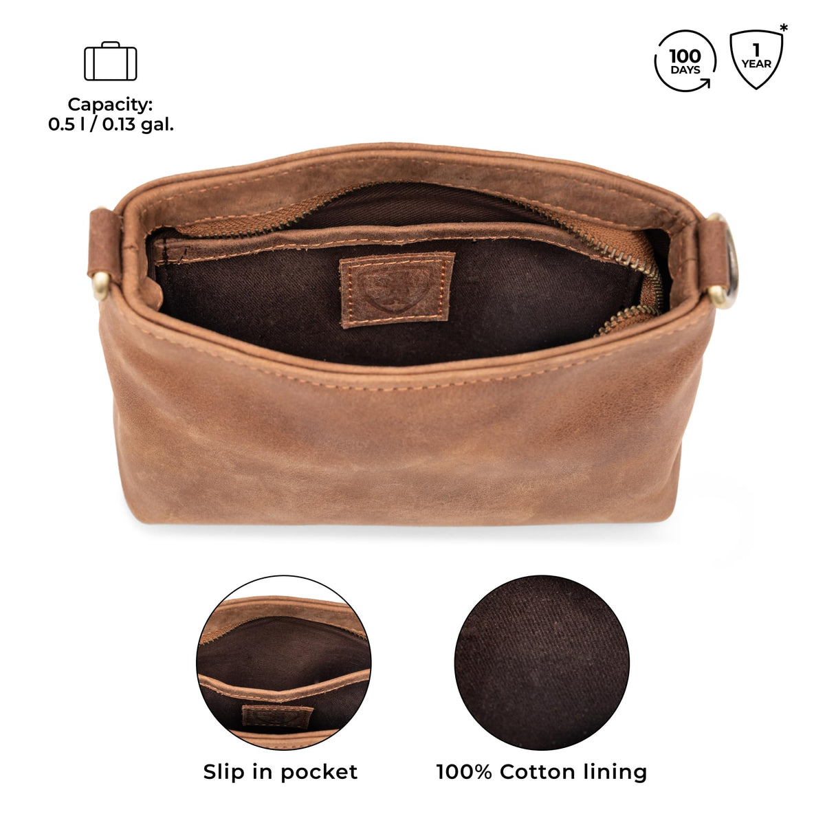 Full Grain Leather Crossbody Purse H975
