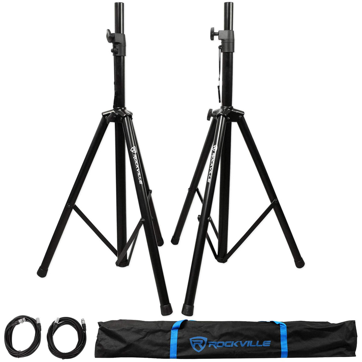 2000-Watt 8 in Powered PA Speakers with Tripod Stand Kit and XLR Cables P892