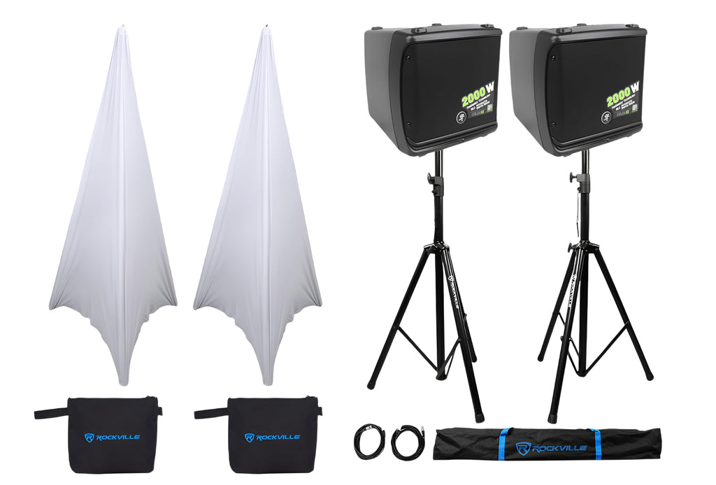 2000-Watt 8 in Powered PA Speakers with Tripod Stand Kit and XLR Cables P892