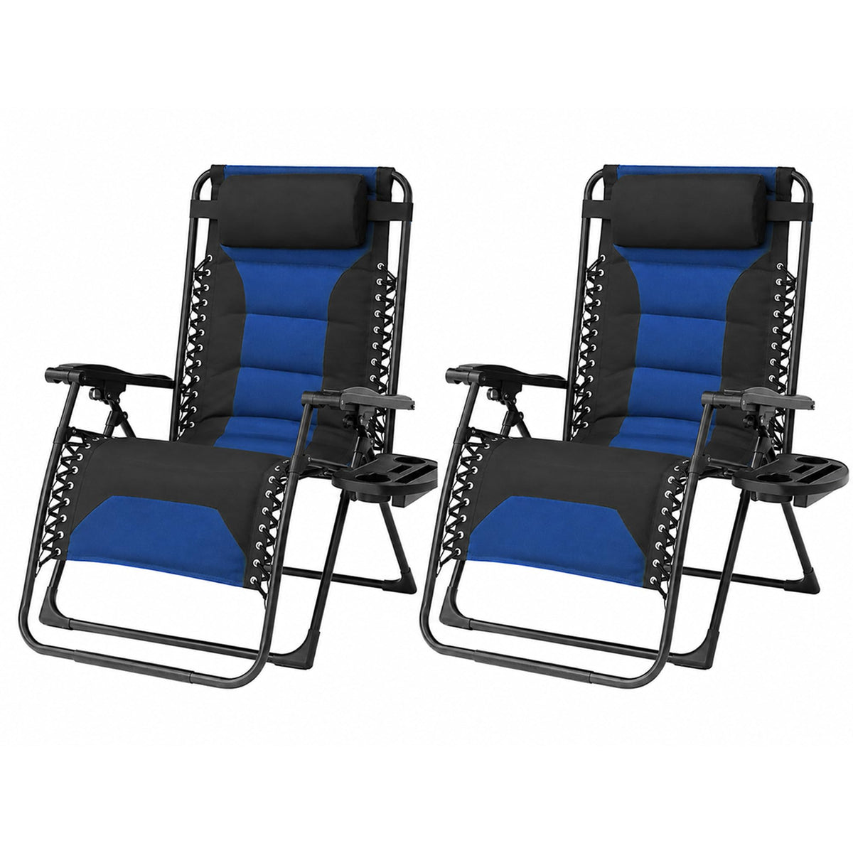 Oversized Zero Gravity Chair 2 Pack Folding Recliner with Pillow & Cup Holder H172082