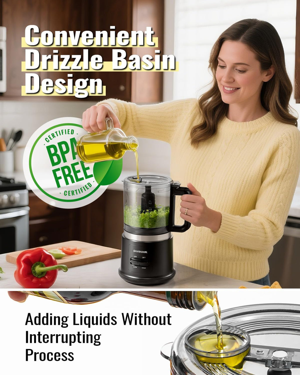 4 Cup Electric Food Processor with Stainless Steel Blades O2119