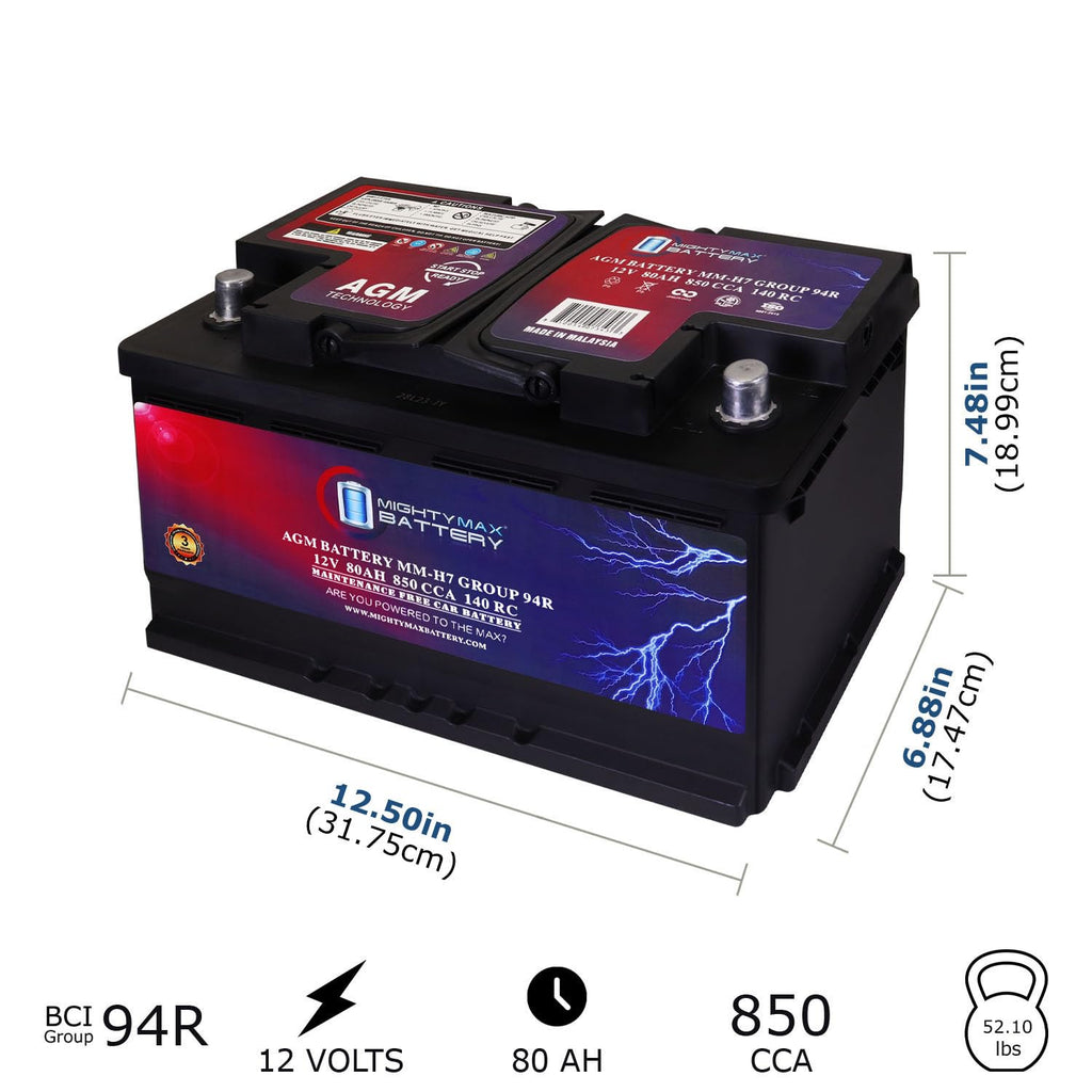 12V 80AH 850 CCA Replacement Battery M88357