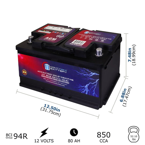 12V 80AH 850 CCA Replacement Battery M88357