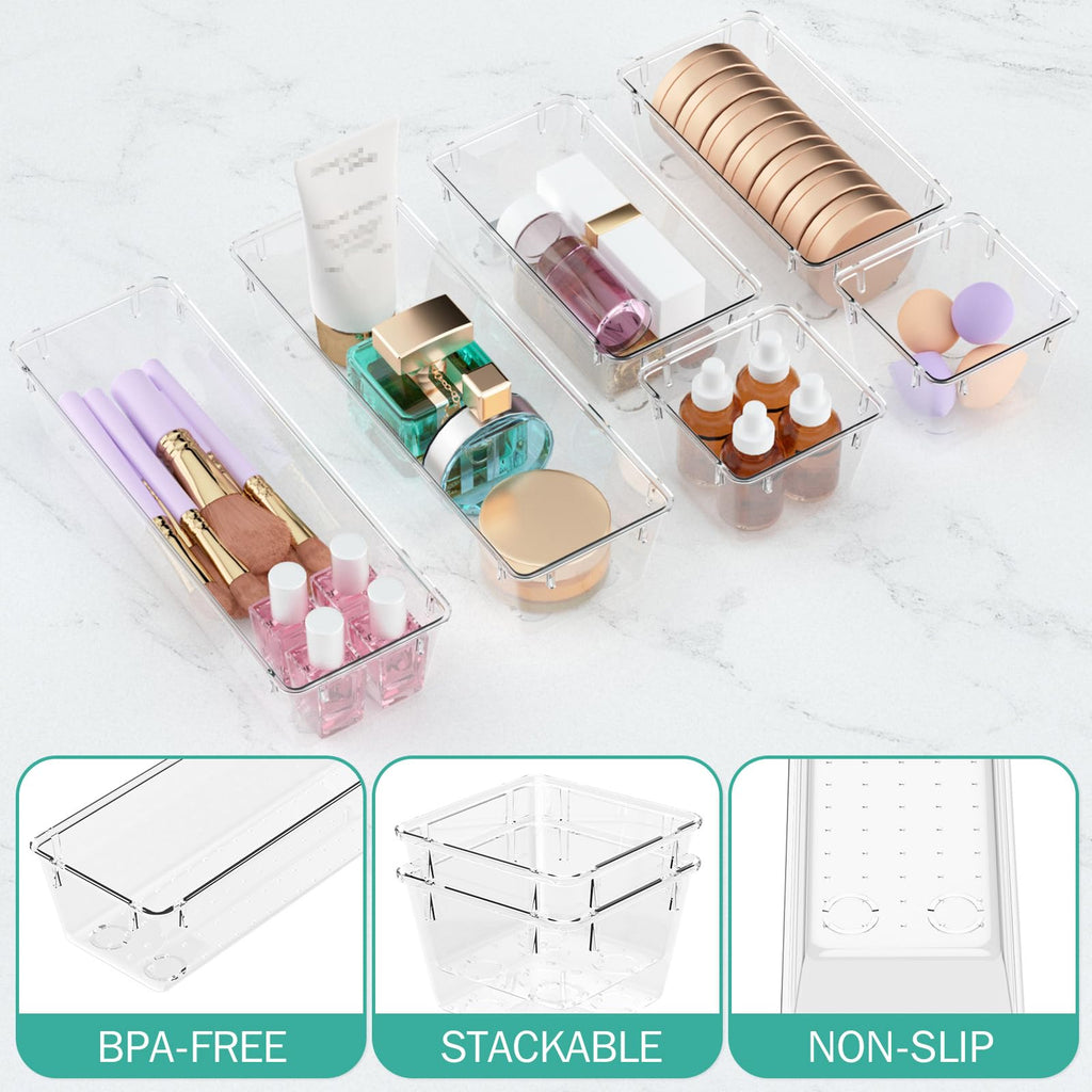 12 Pack Clear Drawer Organizer Set L4327
