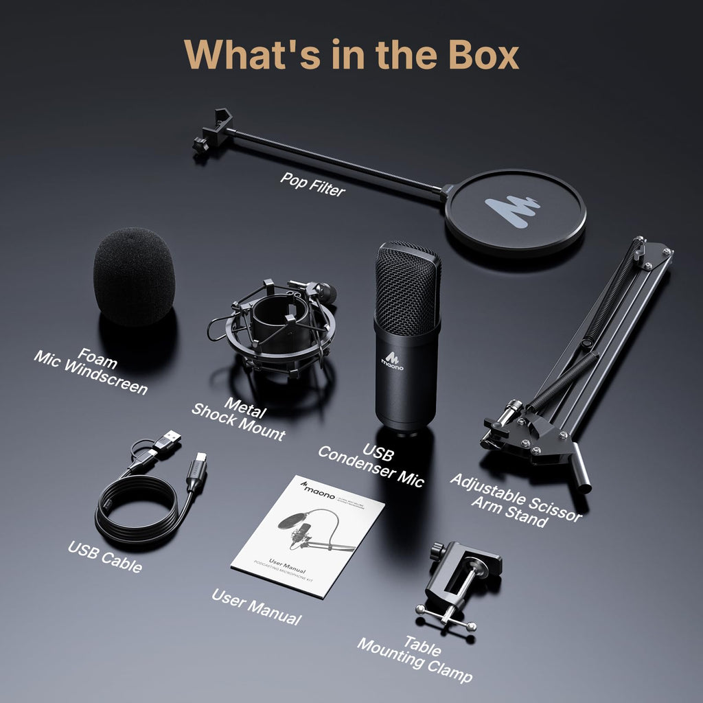 USB Microphone 192kHz/24Bit Condenser Mic Kit F1811