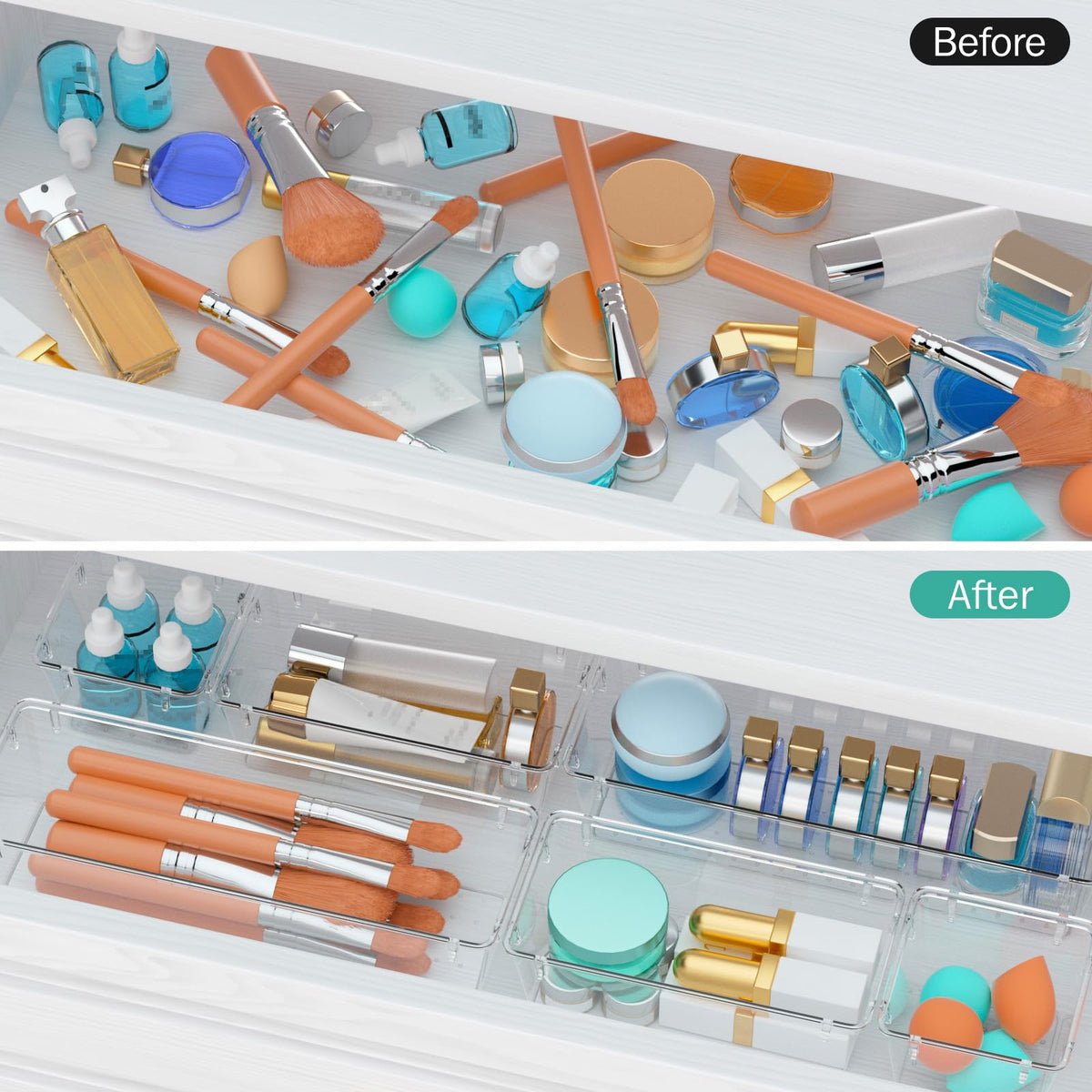 12 Pack Clear Drawer Organizer Set L4327