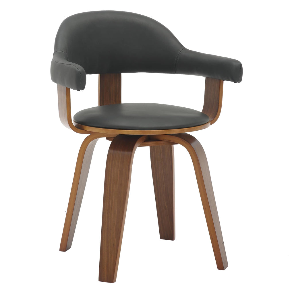 Black Leather Upholstered Swivel Dining Chair with Armrests G2295