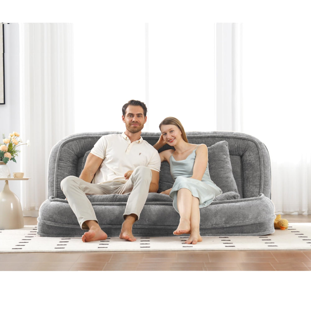 Oversized Convertible Floor Sofa Bed with 3 Pillows M227617