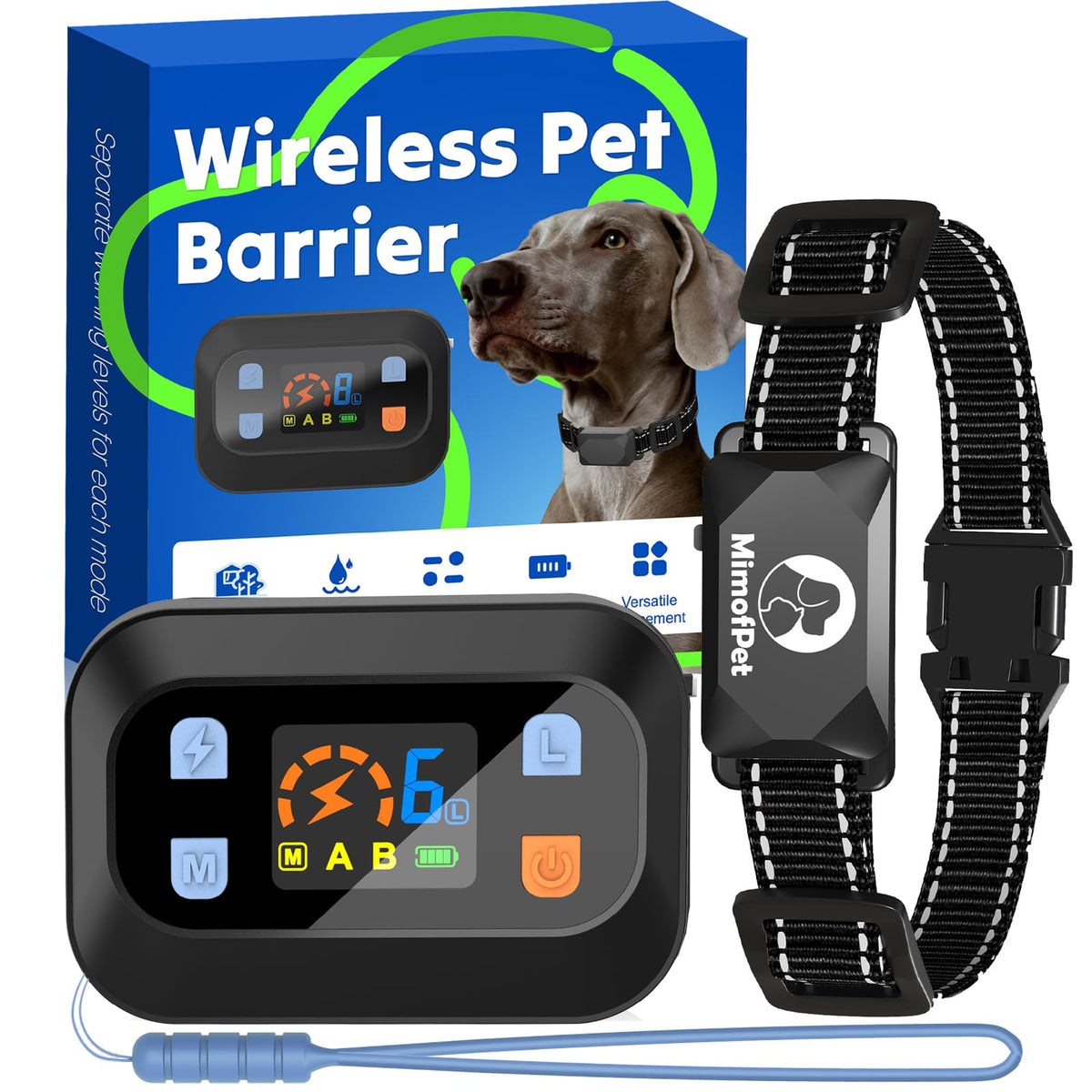 Wireless Pet Barrier Waterproof Adjustable Range 16.4 ft Rechargeable I6206