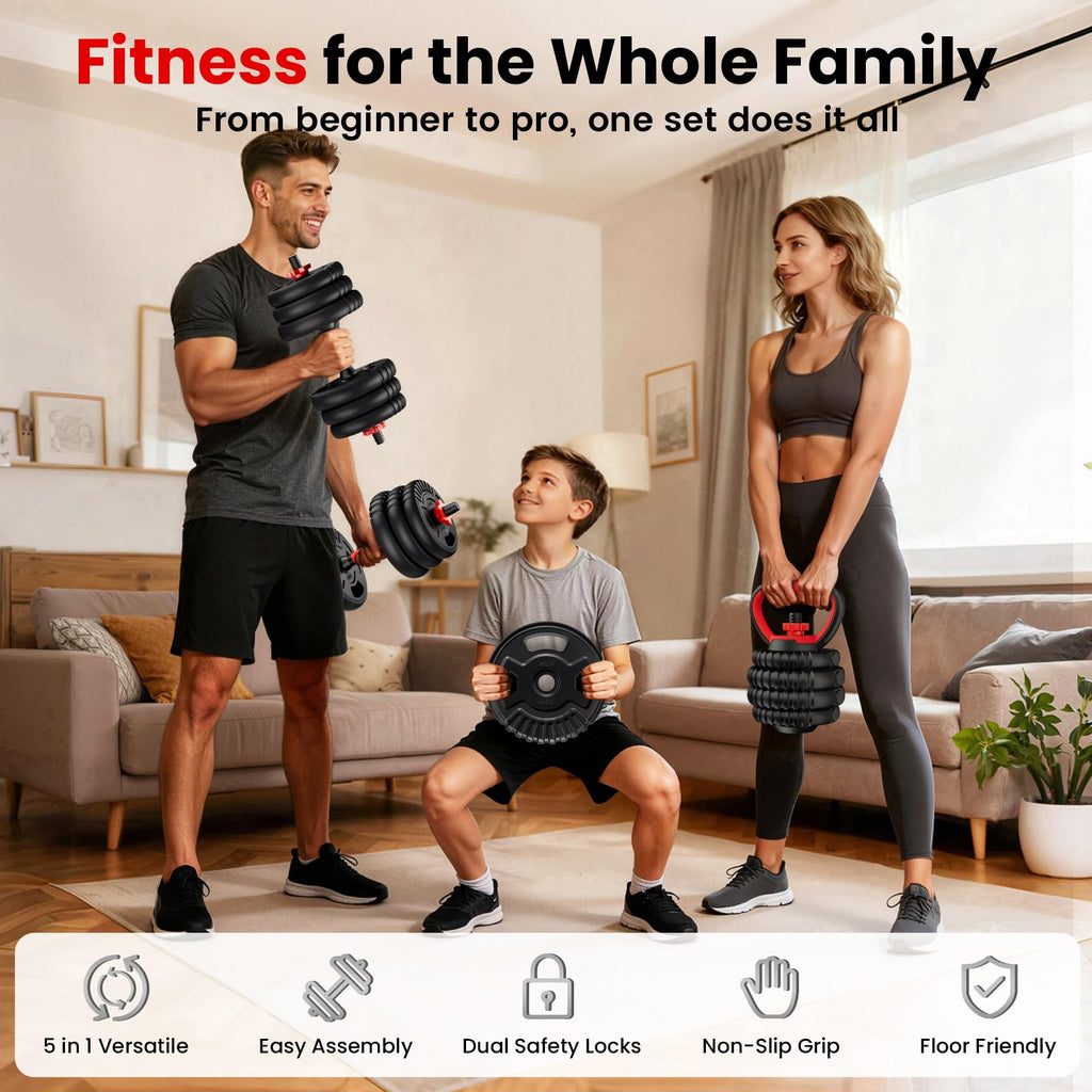 Adjustable Dumbbell Set 22/33/45/70/90lb Free Weight Set with Connector V267746