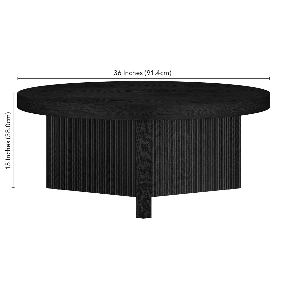 36" Scandinavian Fluted Coffee Table J1293