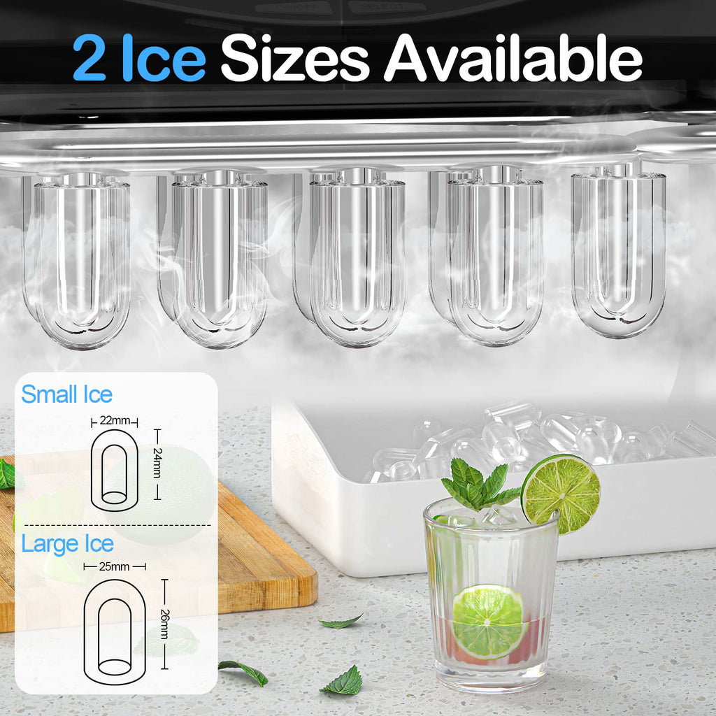 Black Countertop Ice Maker with Scoop and Basket G838