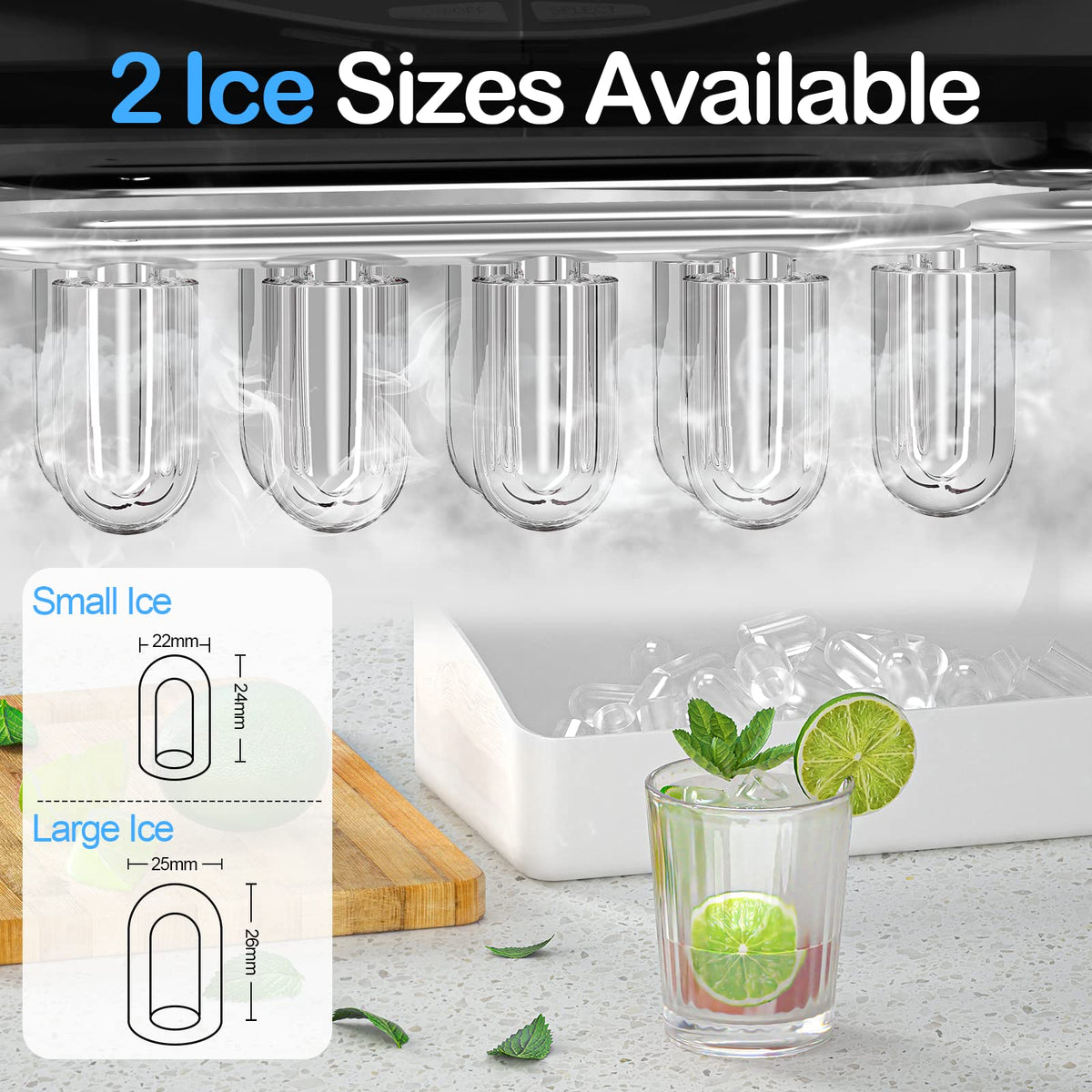 Black Countertop Ice Maker with Scoop and Basket G838