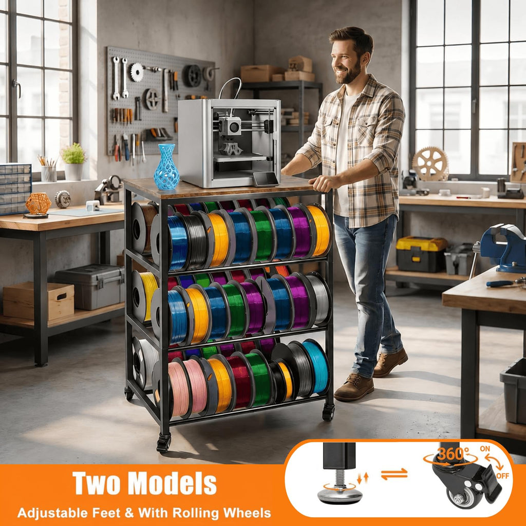 4-Tier 3D Printer Stand with Filament Storage and Wheels L661