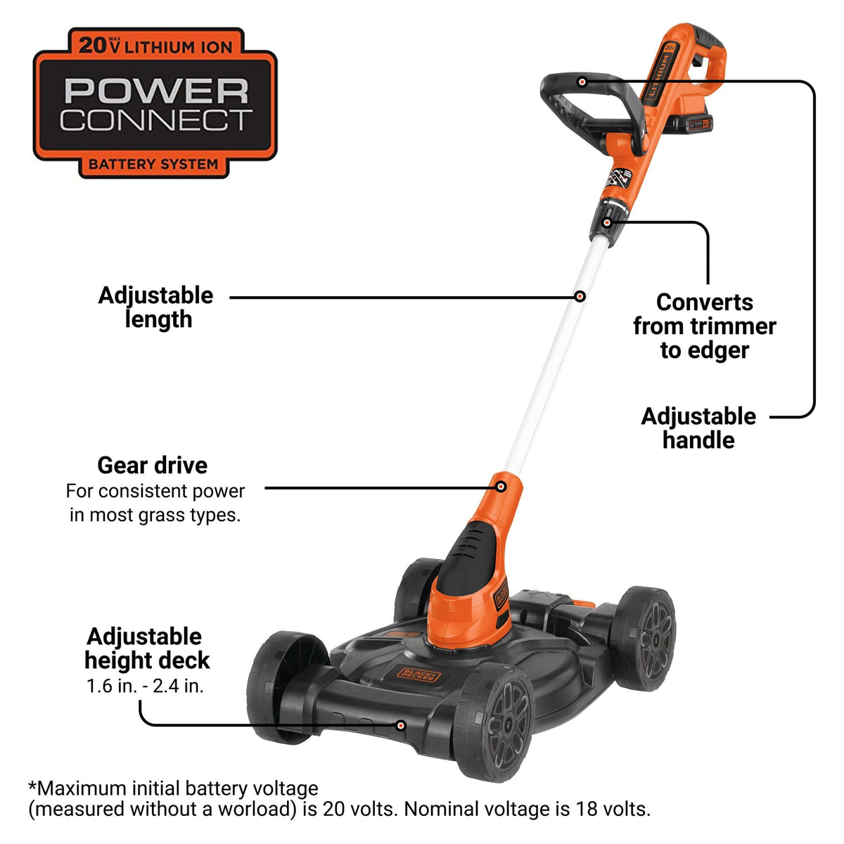 Cordless 3 in 1 Weed Eater, Lawn Edger and Lawn Mower A3373