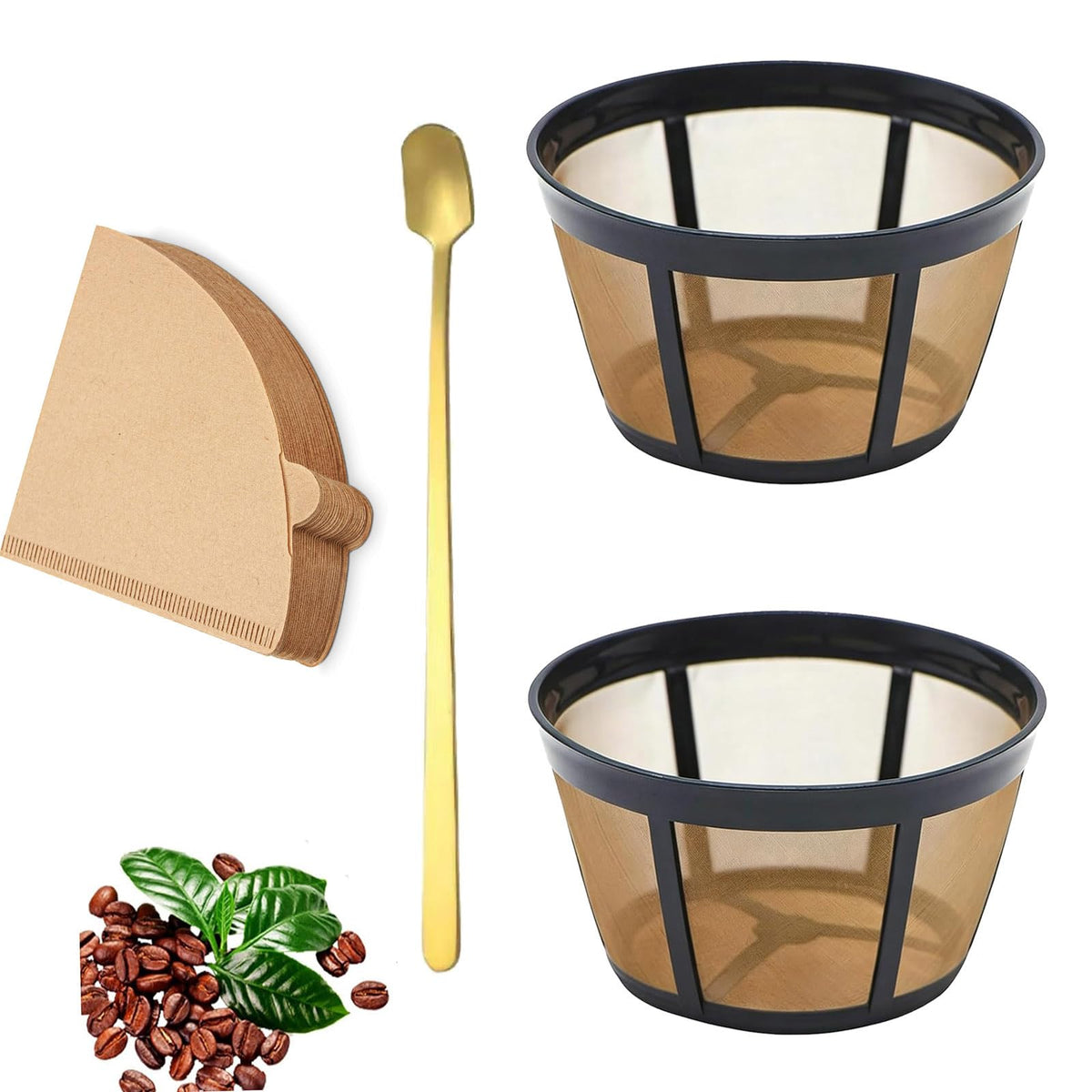 Reusable Coffee Filter Basket 2-Pack with Coffee Spoon W1794