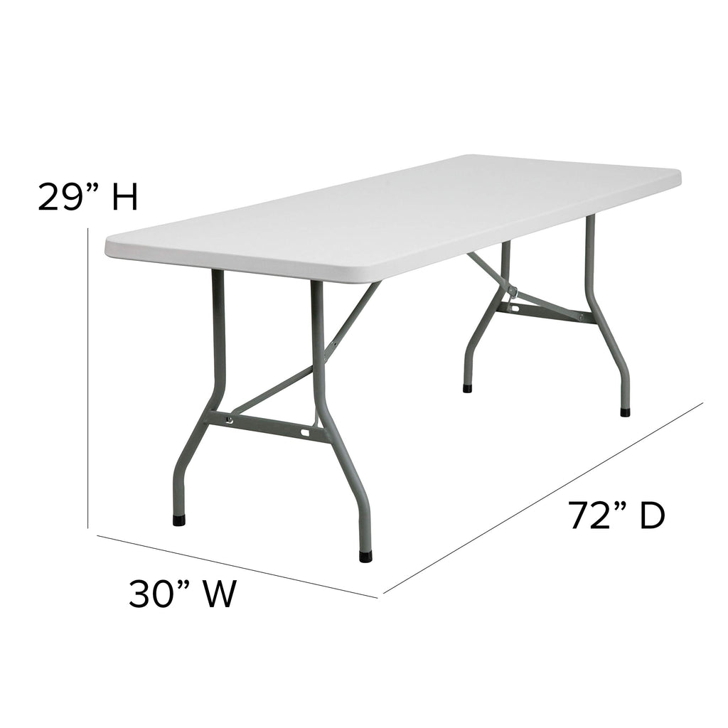6-Foot Granite White Plastic Folding Table E30762