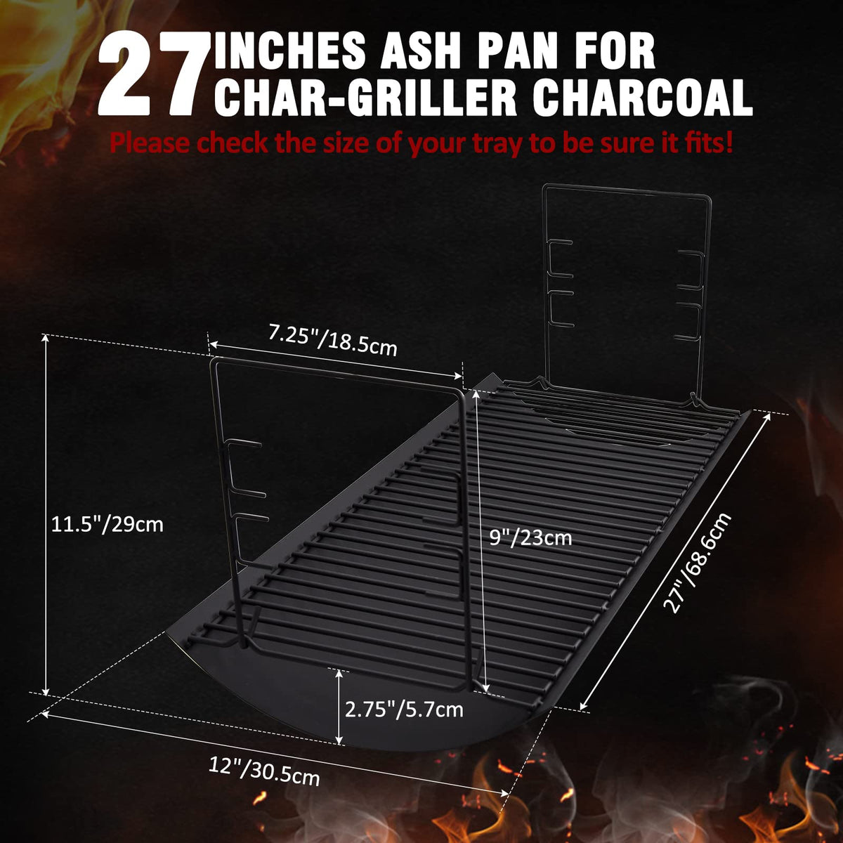 27 Inch Ash Pan with Fire Grate M3412