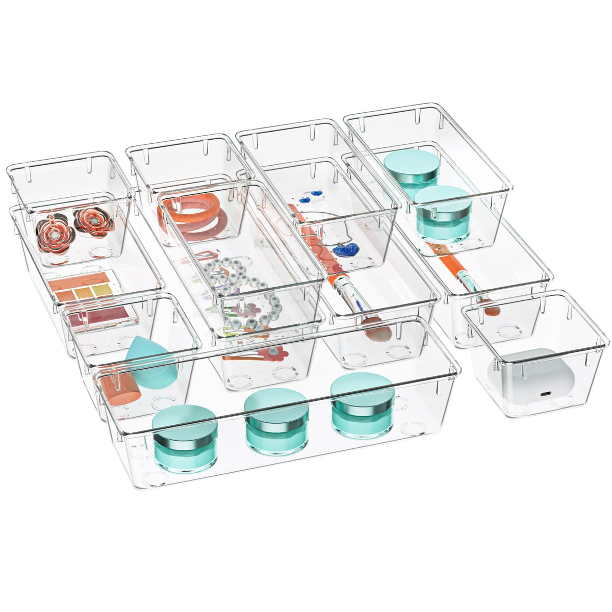 12 Pack Clear Drawer Organizer Set L4327