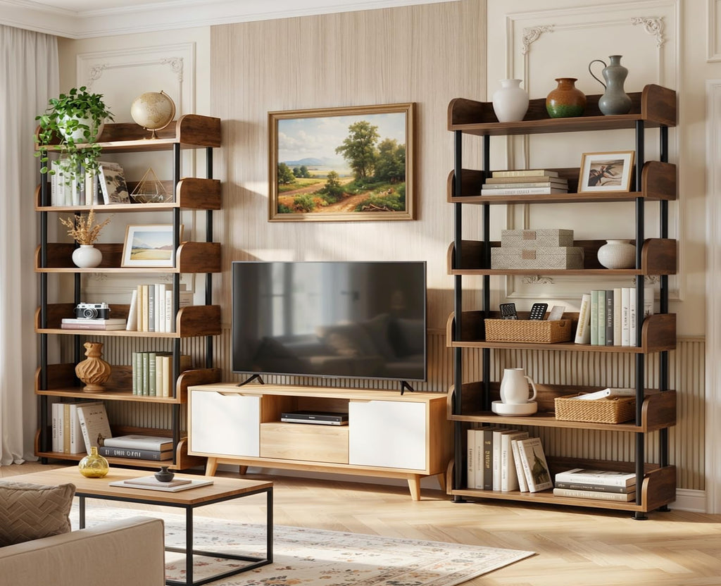 6-Tier Tall Open Bookshelf with Metal Frame O50199
