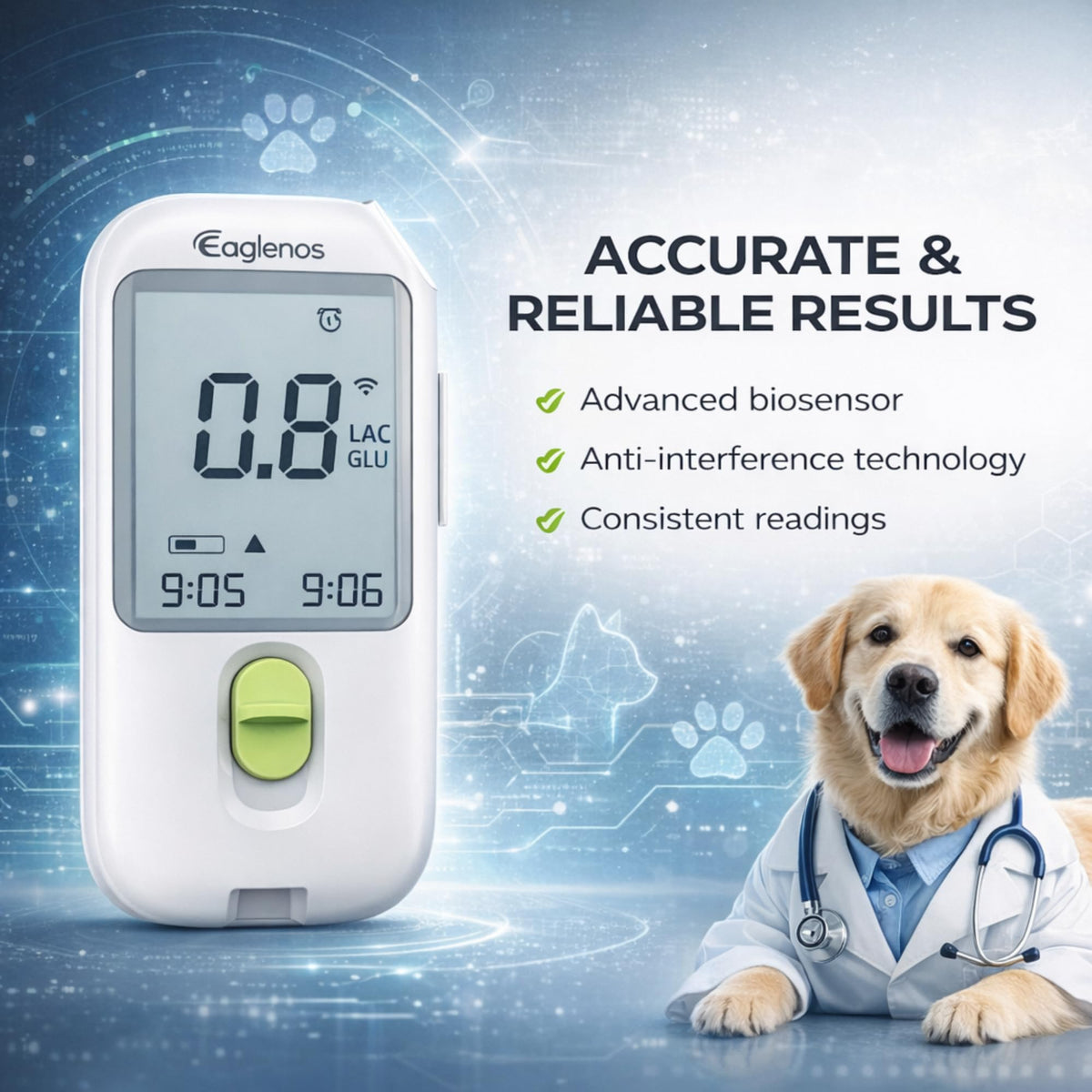 Pet Glucose & Lactate Monitor Kit with 25 Glucose Strips & 25 Lactate Strips D56699