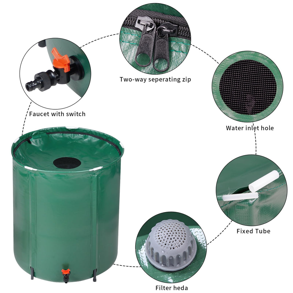50 Gallon Foldable PVC Rain Barrel with Filter K524024