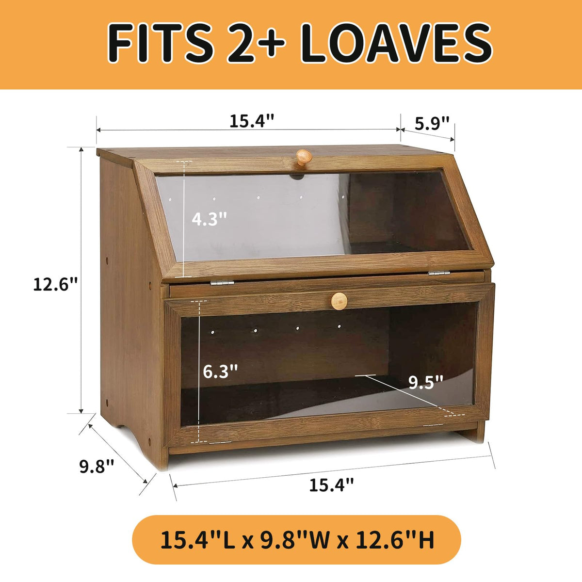 Double Layer Wooden Bread Box T9849
