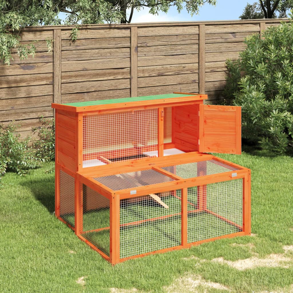2-Tier Solid Pine Wood Rabbit Hutch E985