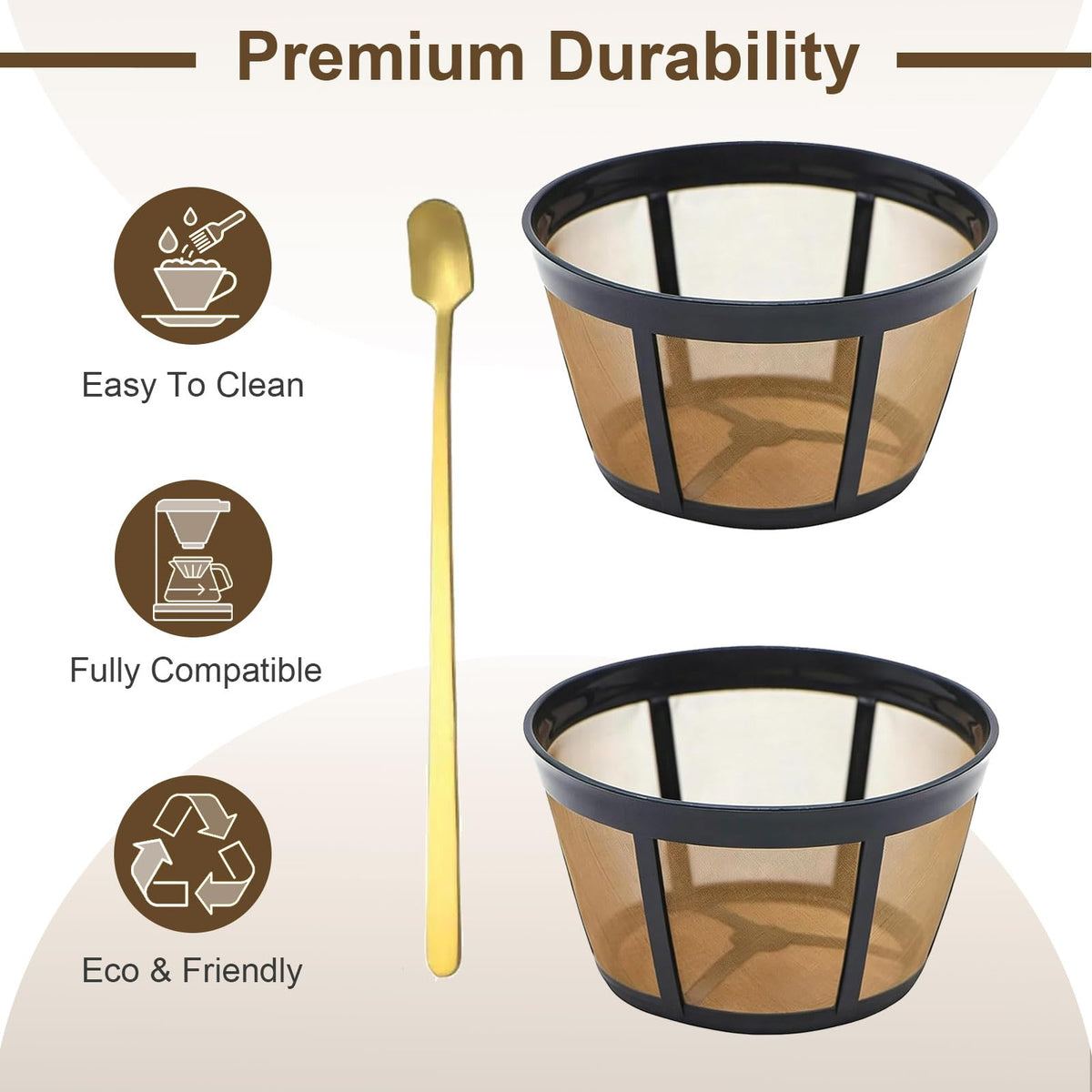 Reusable Coffee Filter Basket 2-Pack with Coffee Spoon W1794