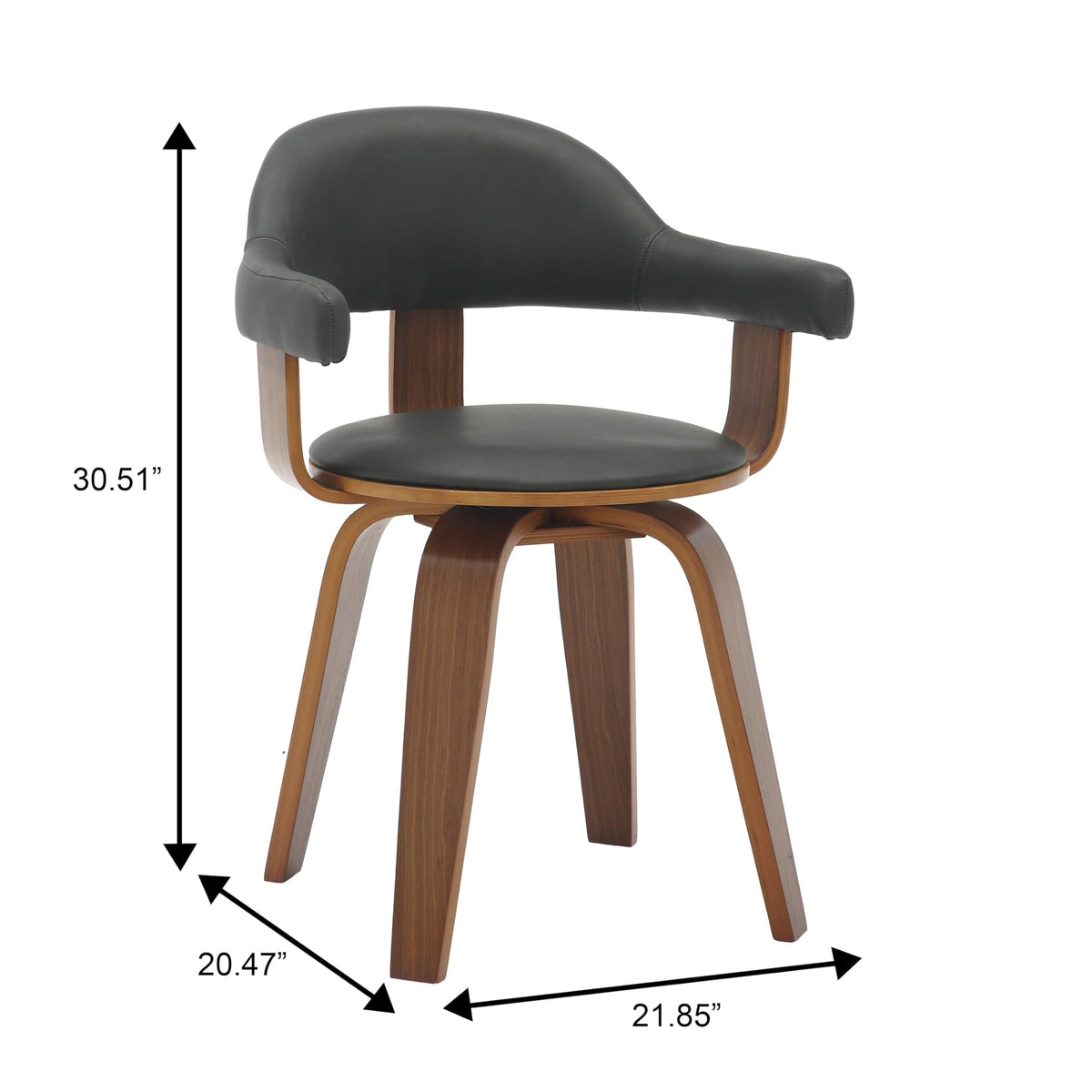 Black Leather Upholstered Swivel Dining Chair with Armrests G2295