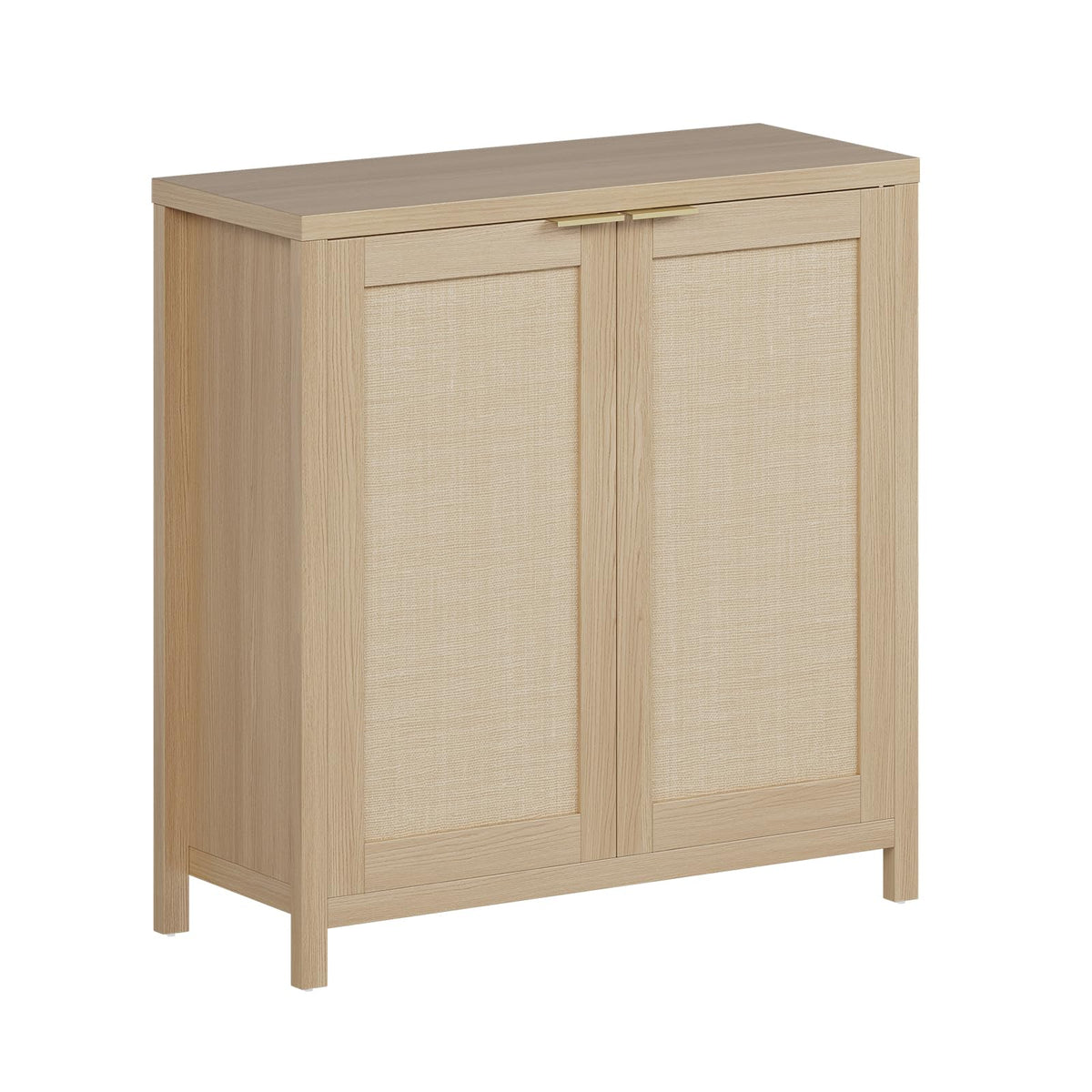 Light Oak Rattan Storage Cabinet with Adjustable Shelves P20033