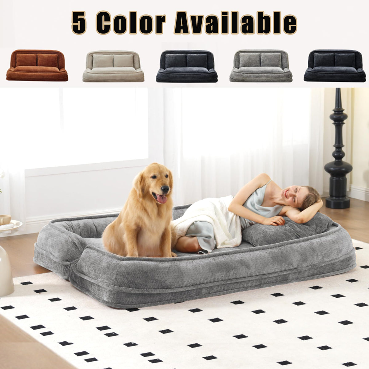 Oversized Convertible Floor Sofa Bed with 3 Pillows M227617