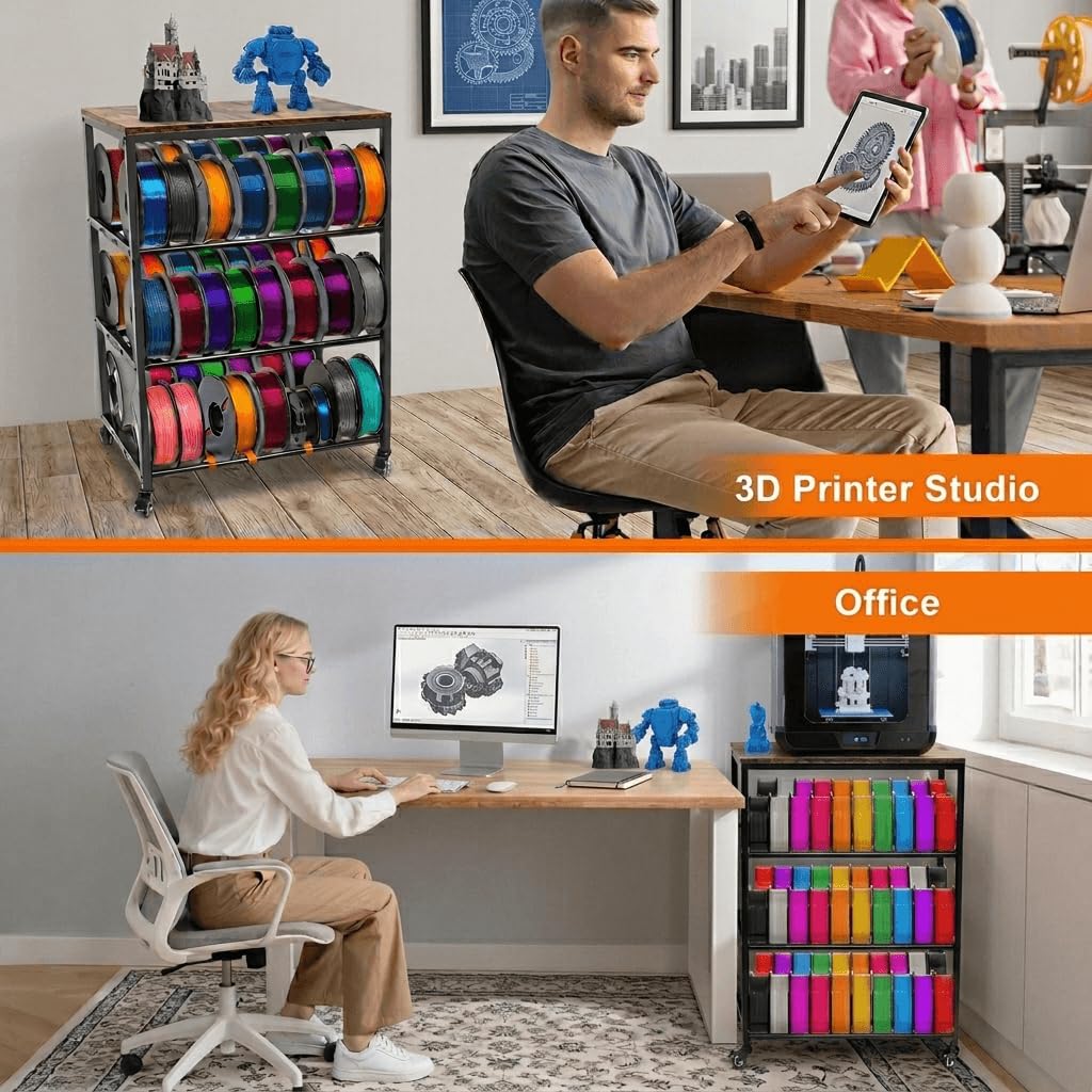 4-Tier 3D Printer Stand with Filament Storage and Wheels L661