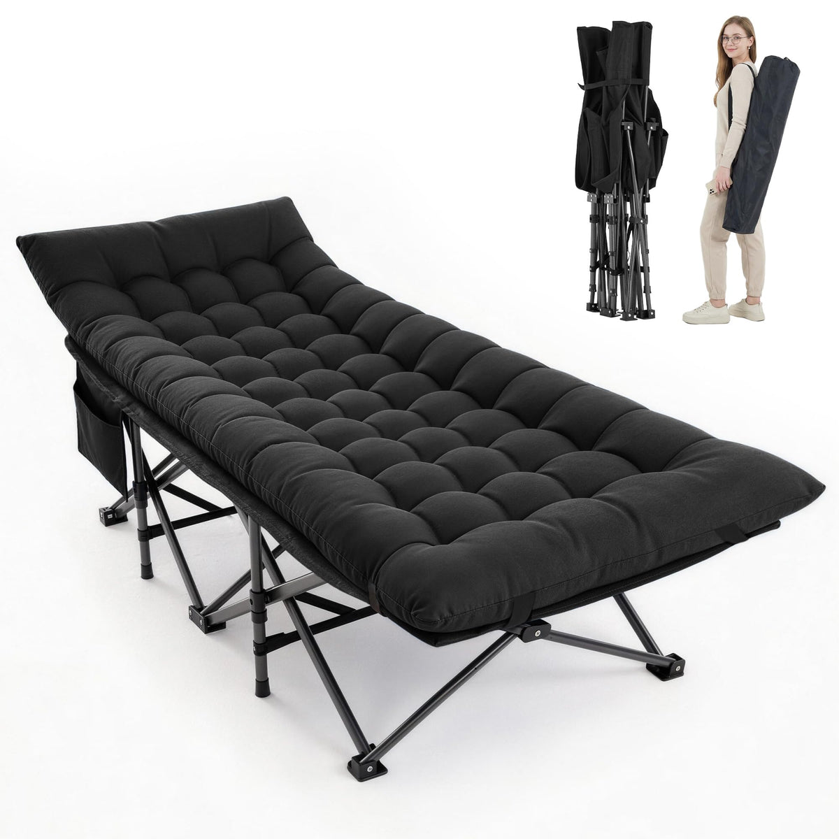 Folding Camping Cot with Carry Bag & Mattress T147