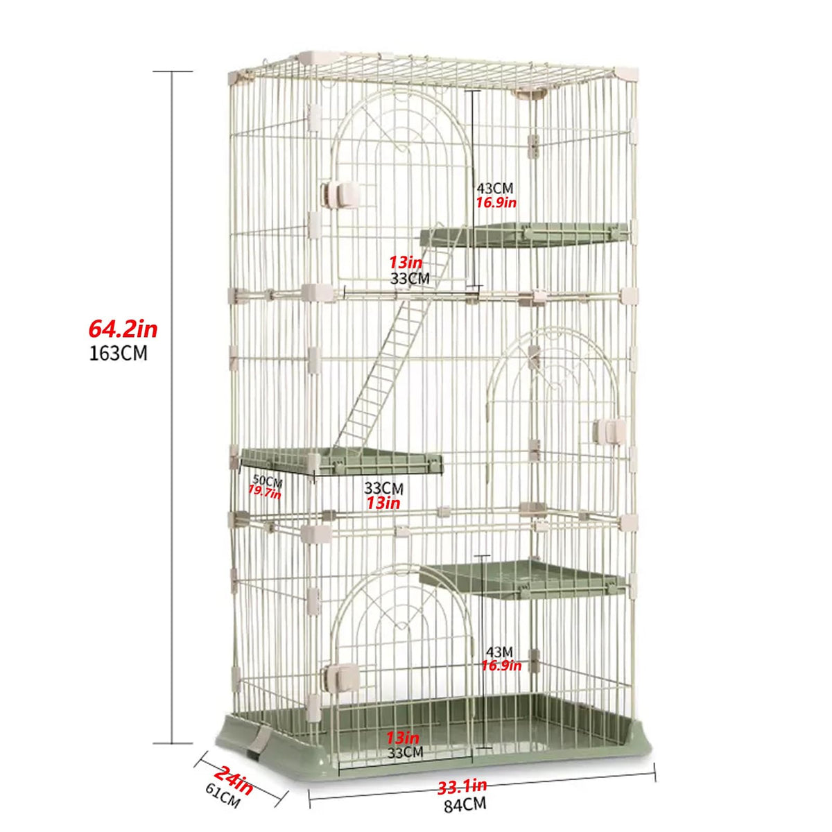3/4-Tier Wire Cat Cage Playpen Kennel with Hammock C683