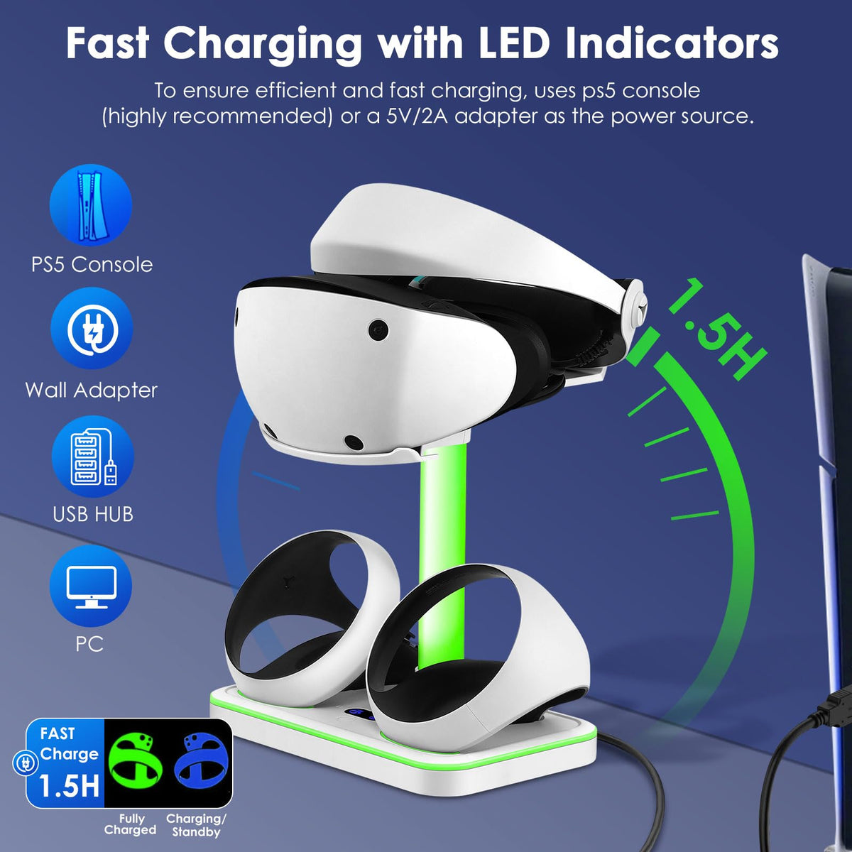 Charging Stand for PlayStation VR2 with Controller Charging Dock and Type-C Cable L72150