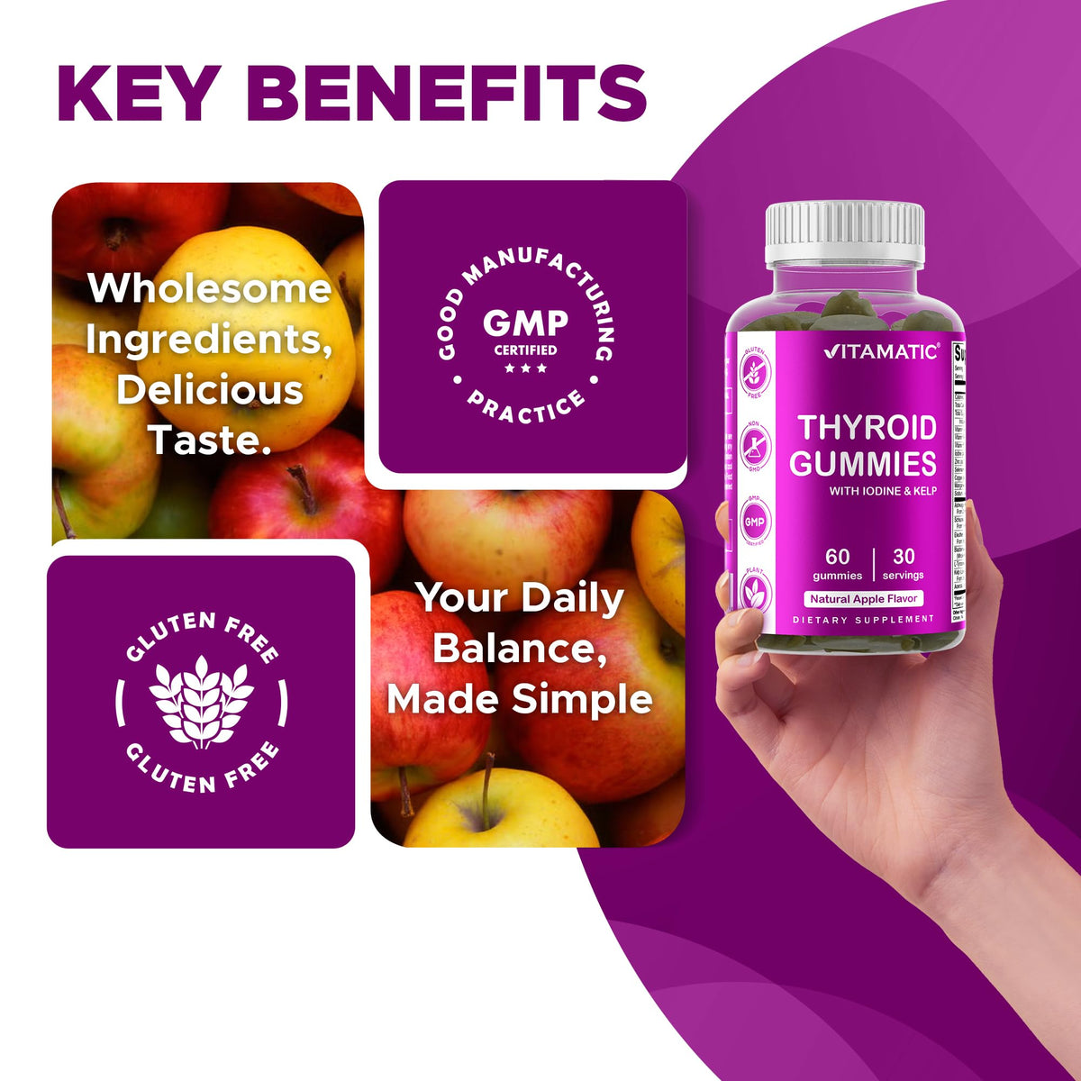 Thyroid Gummies with Iodine & Kelp, 60 Gummies J717