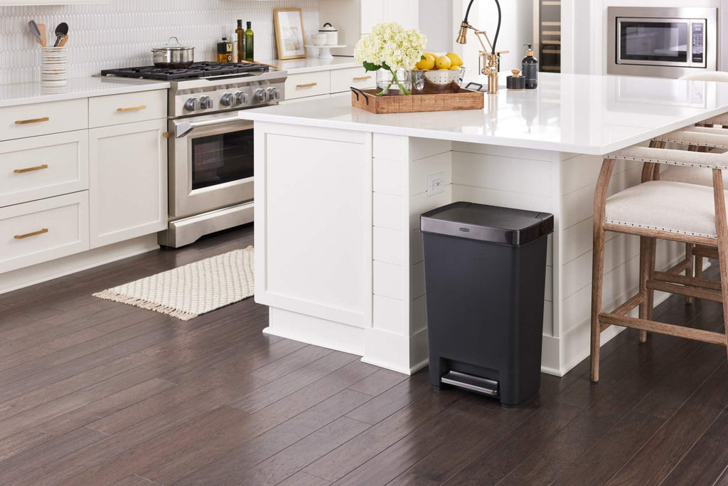 12.4 Gallon Charcoal Step-On Trash Can with Stainless Steel Rim Y60343