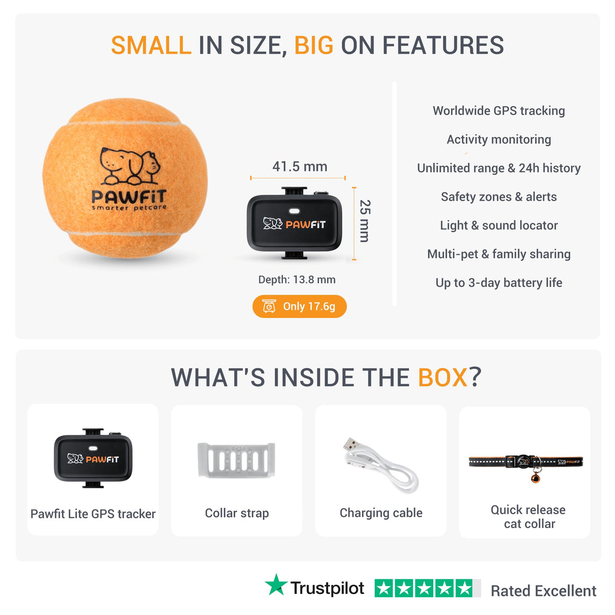 4G GPS Cat Tracker, Ultra-Light, Onyx Black Z512
