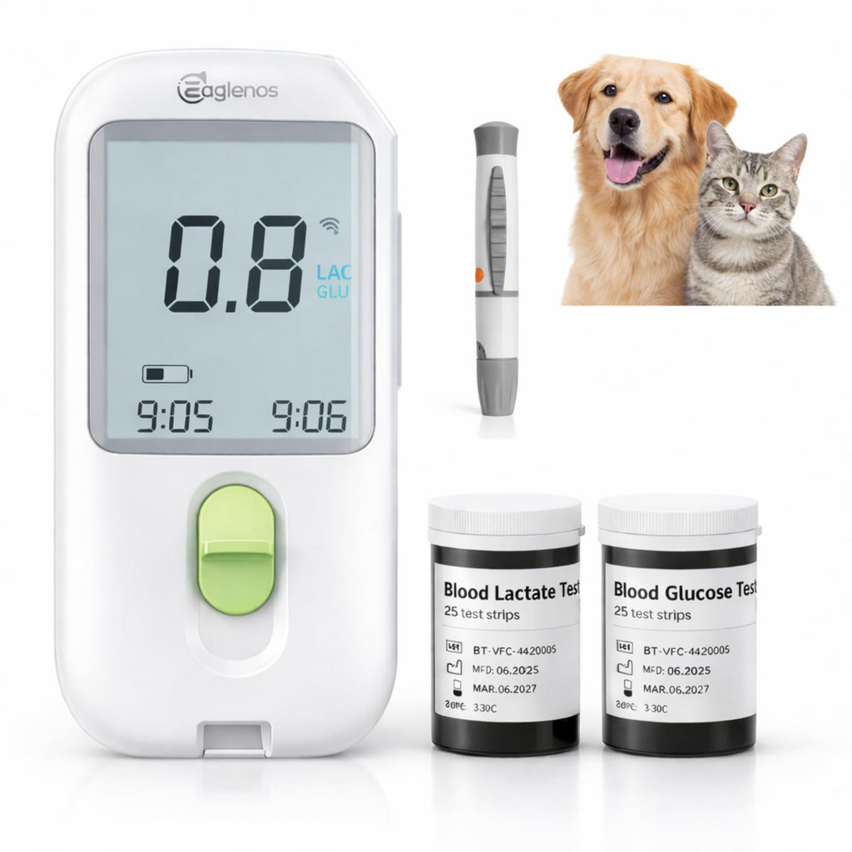 Pet Glucose & Lactate Monitor Kit with 25 Glucose Strips & 25 Lactate Strips D56699