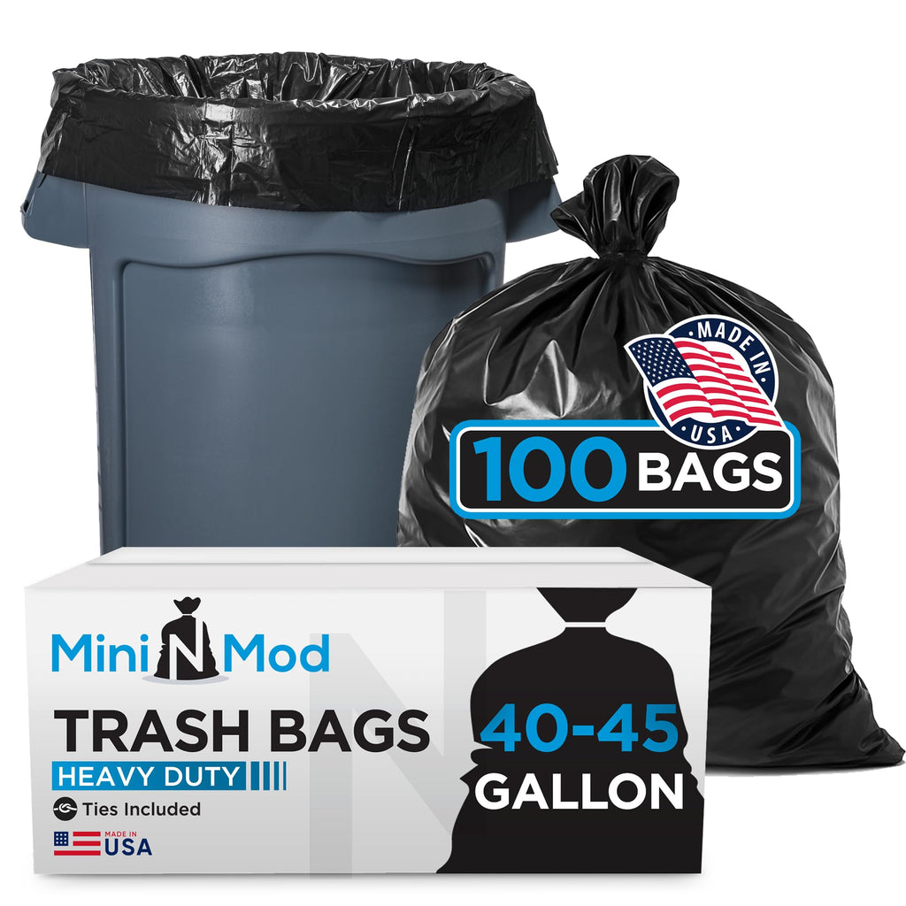45 Gallon Heavy Duty Black Trash Bags 100 Count A678050