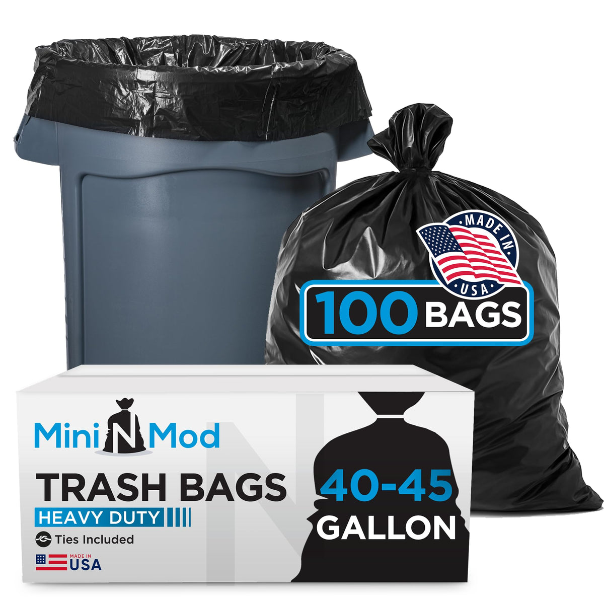 45 Gallon Heavy Duty Black Trash Bags 100 Count A678050