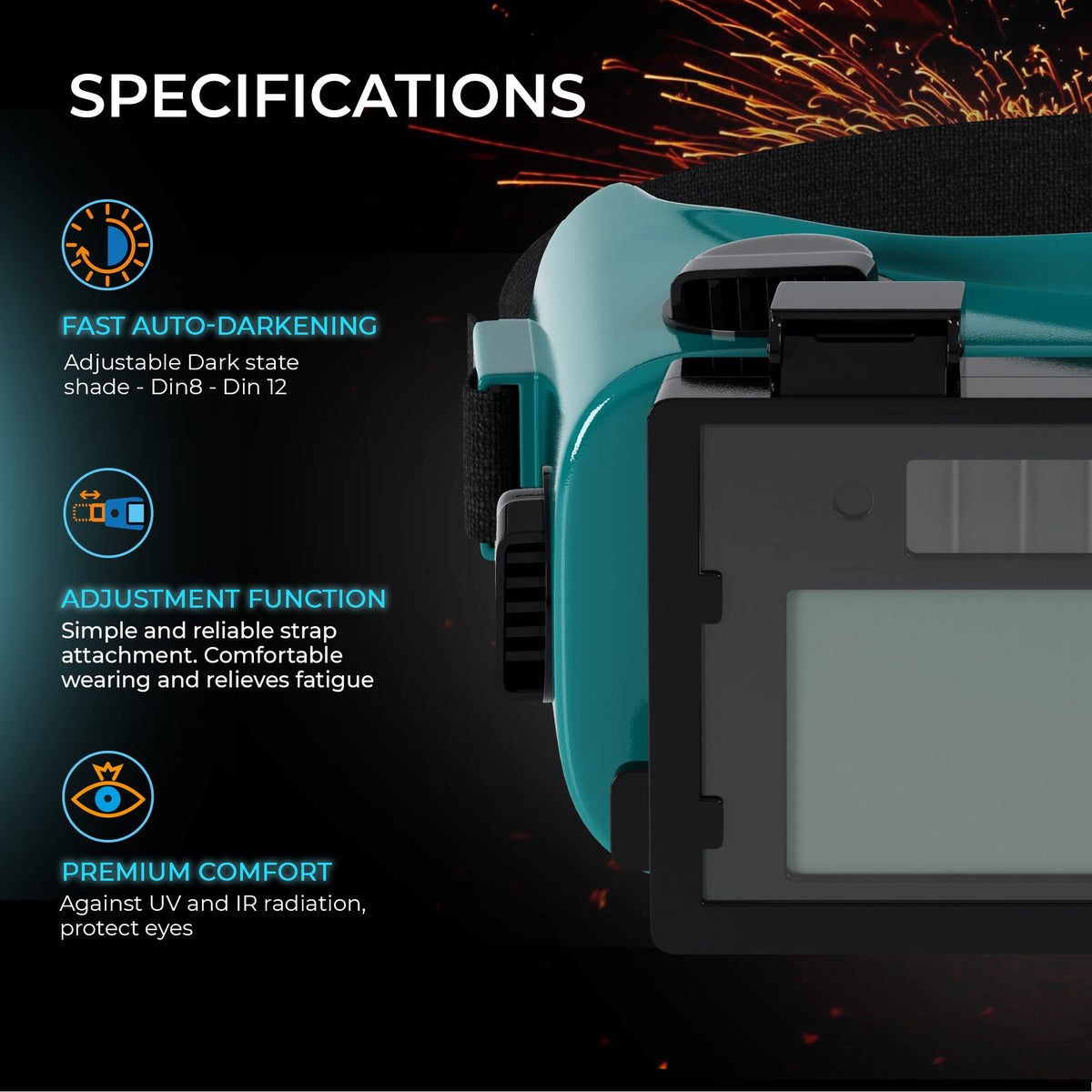 Welding Goggles Auto Darkening Flip Up DIN 8-12 F9339
