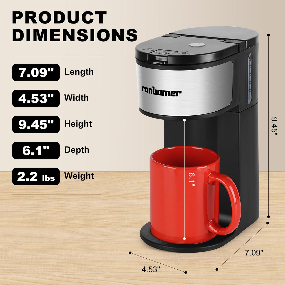 K Cup Single Serve Coffee Maker 2 in 1 I794902