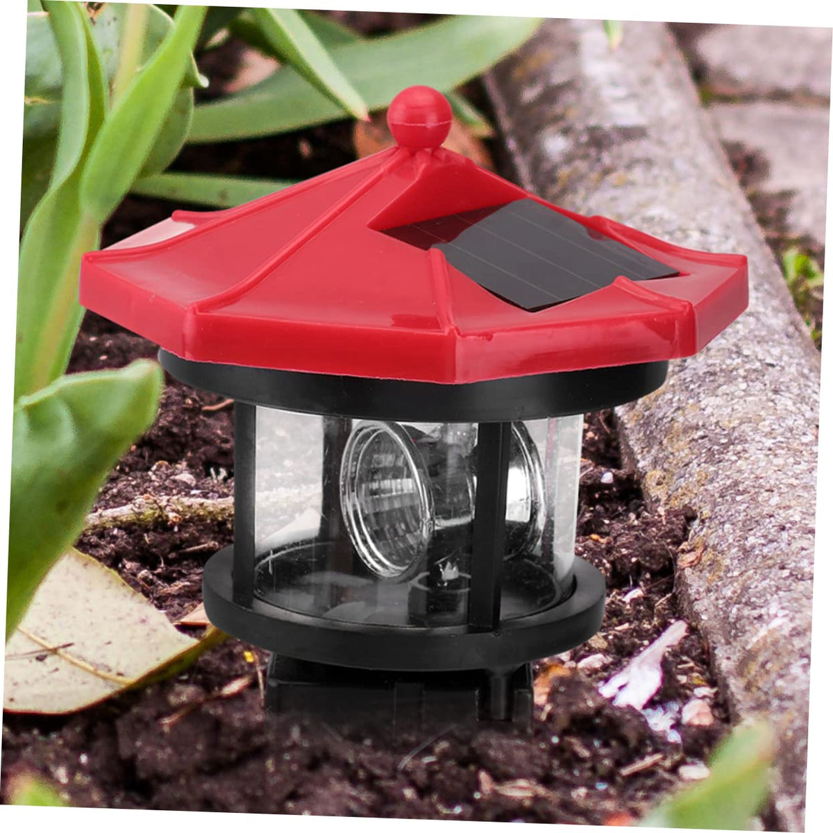 Solar Lighthouse Rotating Lamp Resin Garden Decorative Lights B745