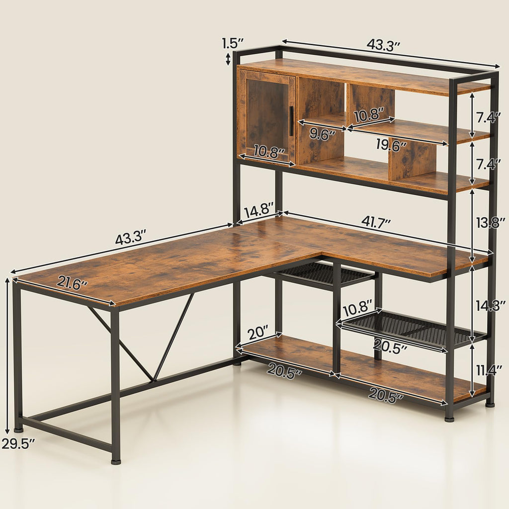 L Shaped Computer Desk with Storage Shelves Z2552