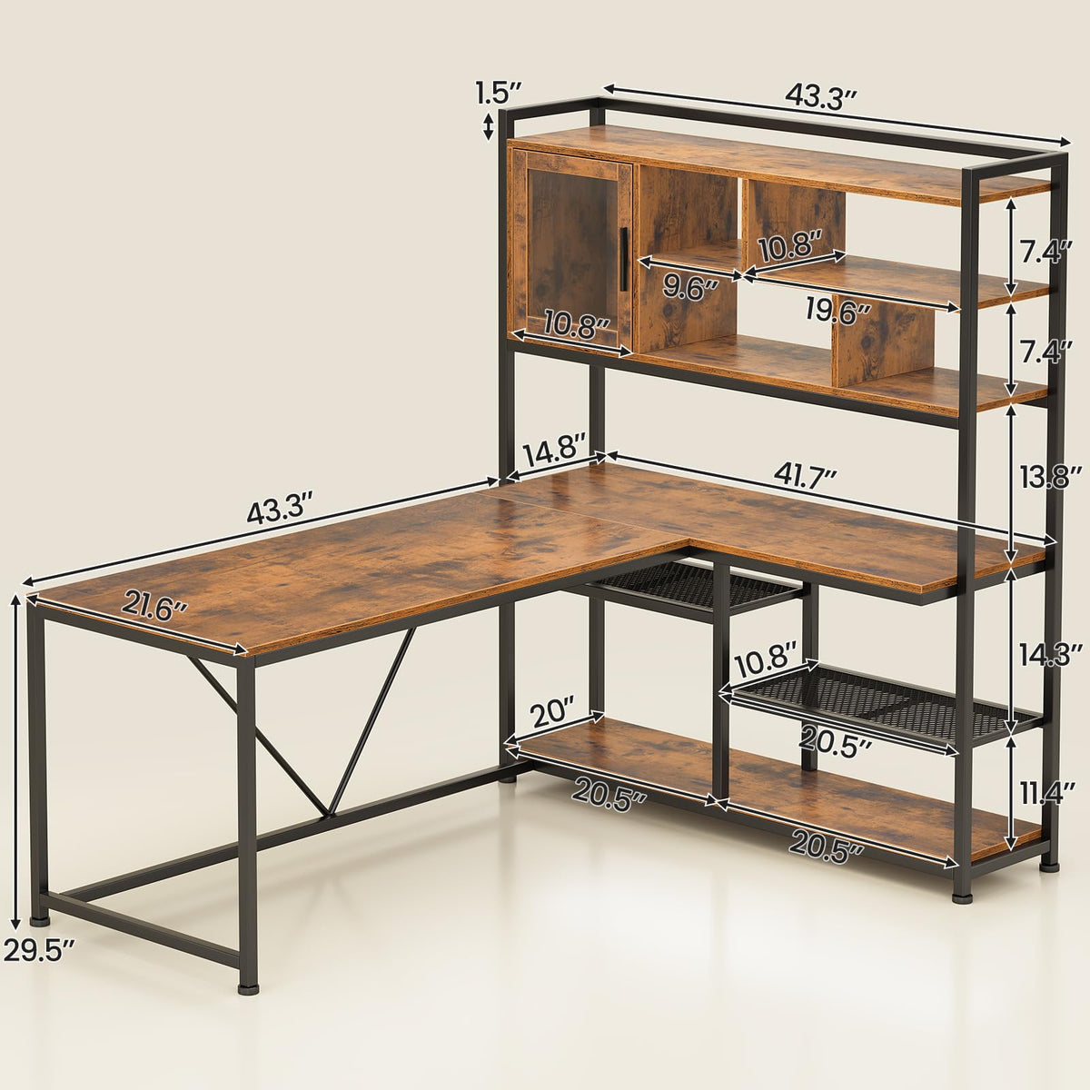 L Shaped Computer Desk with Storage Shelves Z2552