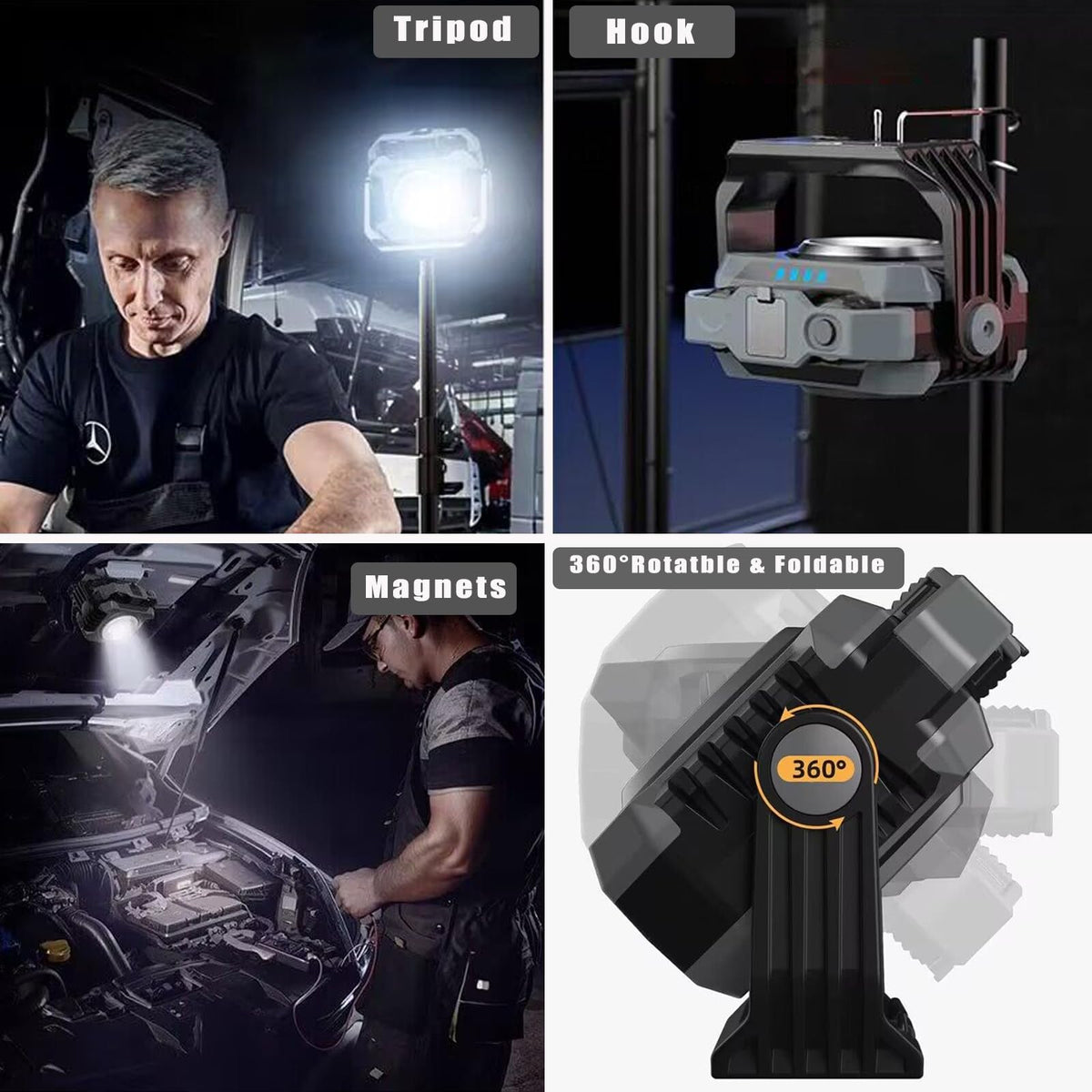 Rechargeable Magnetic COB Work Light 1500LM Waterproof Foldable Q88590
