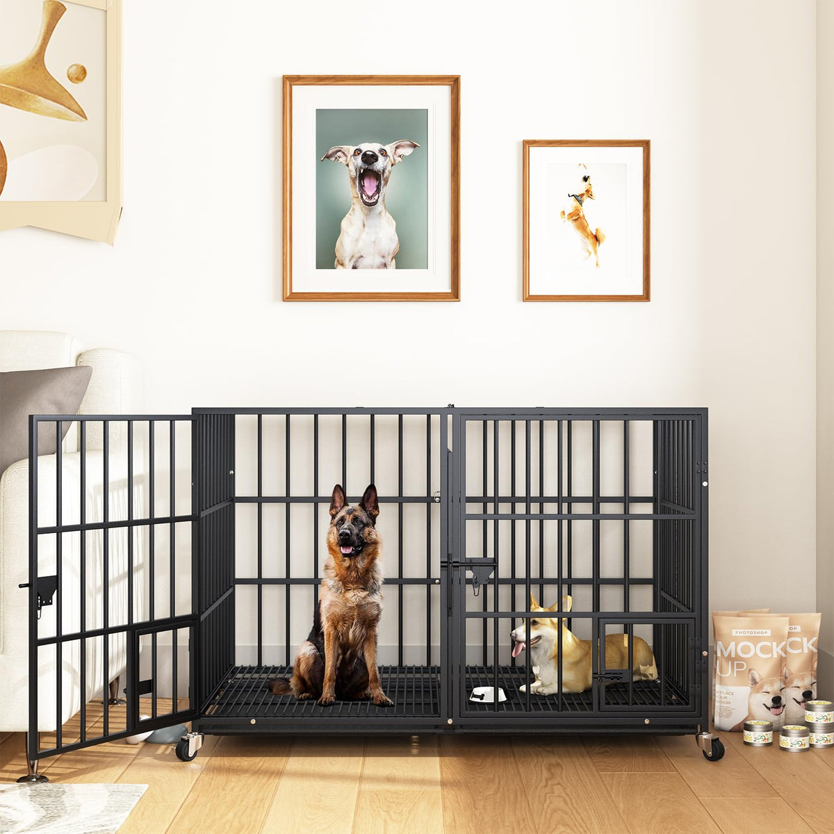 42 Inch Heavy Duty Metal Dog Crate with Divider M382482